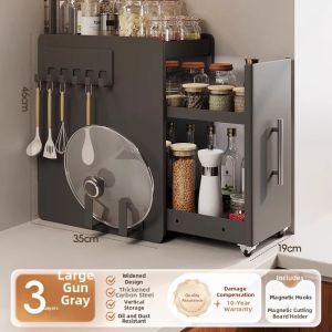 Pull Out Spice Organizer Rack Multifunctional Narrow Edge