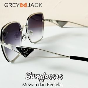 Grey Jack Kacamata Hitam Sunglasses Anti UV400 Bahan Metal Model Kotak Gaya Modis Wanita UV 31972