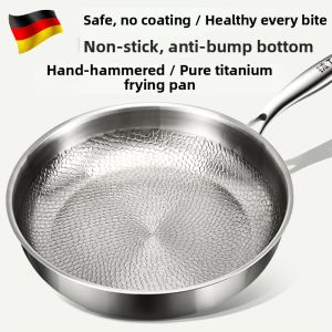 Pure Titanium Non-Stick No-Coating Hammered Thickened Frying Pan