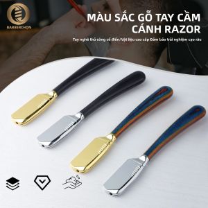 Dao Cạo Thẳng Cán Gỗ Pro Color Thép Không Gỉ Dụng Cụ Cạo Râu Thủ Công Cho Nam Tỉa Râu Làm Đẹp Tại Salon Loại Bỏ Lông