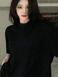 American Style Heavyweight Black Cotton T-Shirt Short Sleeve Inner Wear Youth Fashion Summer High End Feeling Inner Shirt