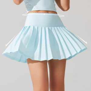 กระโปรงกีฬาสำหรับผู้หญิงสำหรับวิ่งออกกำลังกายมีกระโปรงกอล์ฟจีบเทนนิสเอวสูงกางเกงเซฟตี้ด้านในมีกระเป๋าด้านนอก