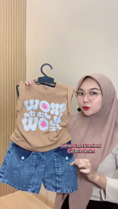 Setelan Jeans Denim Motif Grow with the Flow untuk Perempuan Usia 1-5 Tahun - Bahan Lembut Nyaman & Stylish