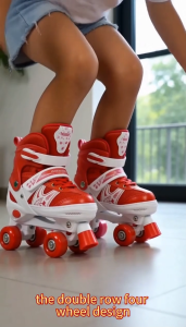 Grapple Kids Double Row 4-Wheel Roller Skates Comfortable Safe Durable Skating Shoes For Beginner