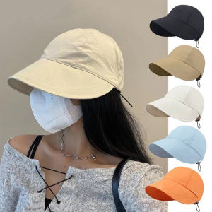 Korean Version Drawstring Wide Brim Folding Bucket Caps/ Summer Autumn Breathable Adjustable Sunscreen Casual Fisherman Caps for Women
