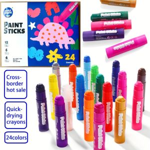 Quick drying Crayon 24 Color Painting DIY Creation Oil Painting Stick Solid Water Powder Stick Various Surface Graffiti
