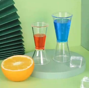 Acrylic Clear Double Jigger Measuring Cup: 20/40CC for 100ml Milktea Measuring Pitcher