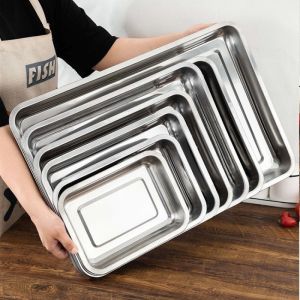 Multi-use Stainless Steel Tray Long-shaped Large Capacity