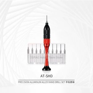 DSPIAE AT-SHD Hand Drill Set with 10pcs Drill Bit Tool Set for Gundam Gunpla DIY Model Drilling Tool Stable Aluminum Alloy Model Making Tool
