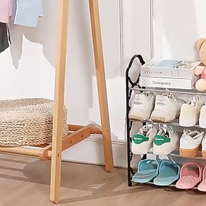 MEILKEA 4 Layer Simple Multi Shoe Rack Stainless Steel Easy Assemble Storage Shelf Shoe Cabinet