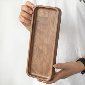 Japanese-Style Wooden Tray Black Walnut Small Tea Tray Household Tray Rectangular Solid Wood Tea Tray Saucer Solid Wood Cup