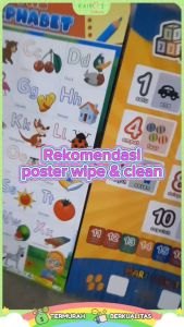 Paket 2 Poster Wipe & Clean & Spidol Belajar Edukasi Anak PAUD Bahan Glossy (Gratis 1 Spidol)
