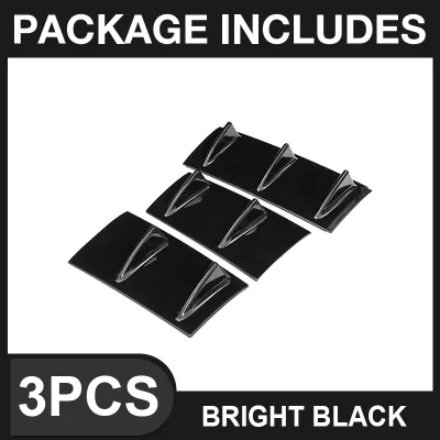 3pcs Universal Rear Bumper Spoiler Diffuser Gloss Black 7 Wing Shark Fin Style Lower Body Lip