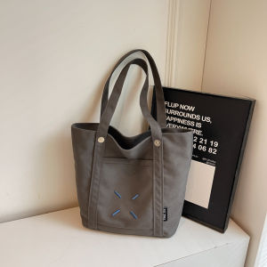Lightweight Embroidered Canvas Tote Bag Casual Style Single Shoulder Commuter Bag Fashionable All-Match 2025 New Design for Youth