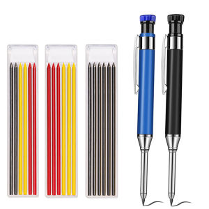 Bộ Bút Chì Cơ Khí Thợ Mộc Kim Loại Có Tích Hợp Máy Mài Chì Độ Cứng Chì 2B Đầu Viết 0.8mm Dụng Cụ Vẽ Đánh Dấu Lỗ Sâu