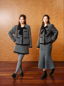 Áo & Chân Váy Tweed Phong Cách Elegante 90% Lông Vịt Trắng