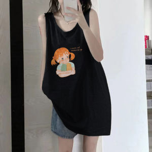 Áo Vest Không Tay Cotton Nguyên Chất Cổ Treo Rộng Rãi Mùa Hè 2023 Áo Thun Nữ Tay Lửng Không Tay Cổ Chữ V in Họa Tiết Thời Trang Thường Ngày