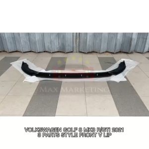 VOLKSWAGEN GOLF 8 MK8 R/GTI 2021 3 PARTS STYLE FRONT V LIP FRONT BUMPER LIP ABS SKIRT LIP BODYKIT (PIANO BLACK)