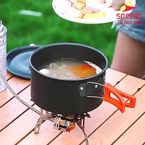 Speeds Alat Masak Set Mini Camping Cooking Set Nesting Stove Panci 3in1 Portable Outdoor 003-300