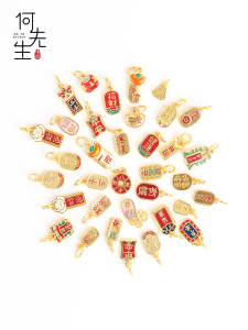 Charming Sand Gold Enamel Color Lucky Attraction Safe Health Text Hand Chain Bracelet Womens Style Fresh out Fashion Jewelry