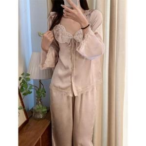 150.00kg Gentle Elegant Pajamas Womens Spring & Fall New Arrival Fancy Lace Lace V Neck Long Sleeves Homewear Two-piece Set