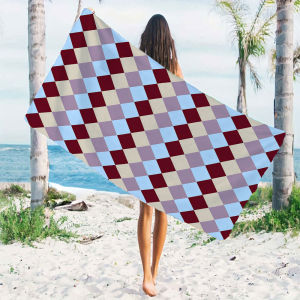 Khăn Tắm Biển Sợi Nhỏ Siêu Thấm Hút Argyle Diamond Nhẹ Dùng Cho Bơi Lội Cắm Trại Yoga - Khăn Tắm 100% Polyester In Họa Tiết