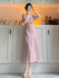 PAIBOLI | Stunning New Style Womens Pink Qipao Dress Elegant Beautiful Summer Short Sleeve Fashionable Chinese Traditional Reinterpretation