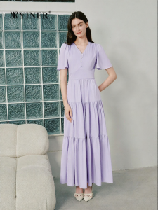 YINER | French Elegant V-neck Silky Summer New Dress