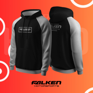 Hoodie Sweater Jaket Jumper HSCLO FALKEN RAGLAN BLACK WHITE HOODIE Bahan Fleece Jaket Lengan Panjang Ukuran Jumbo Big Size XS S M L XL XXL 3XL 4XL 5XL