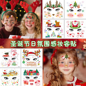 Christmas Themed Glowing Halloween Tattoo Watermark Stickers Festive Decorations for Kids Gift Idea Face Decals