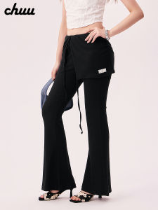 Low Waist Bell Bottom Casual Pants Womens Slim Fit New Arrival Spring 2025 Chuu Trousers with Puffy Curtain Commute Style