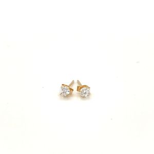 Nathalias NY ต่างหูทองคำแท้ 14K ประดับเพชรสีขาว รุ่น ไวท์ซิราคลาสสิก 3 มม Stud Earrings with White Hue Faceted Cubic Zirconia 07659