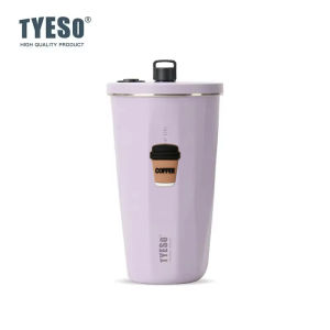 TYESO | Cốc Cà Phê Thép Không Gỉ Tyeso 470ML Màu Chuyển Sắc Giữ Nhiệt Kèm Ống Hút Và Nhãn Dán Cà Phê Dùng Cho Đồ Uống Lạnh