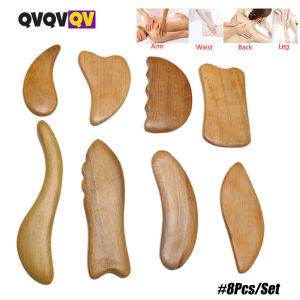 8Pcs/Set Wood Therapy Massage Tools Help Reducing Muscle Soreness Cramping Tightness Leg Arms Back Calves Muscle Massager