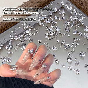 100pcs Mixed Size Clear White Nail Rhinestones Premium 33 Cut Sparkling Pointed Back Crystals Nail Diamonds DIY Nail Decorations