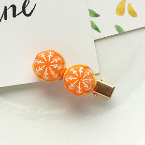 น่ารัก สีส้ม กิ๊บติดผม Quirky หวาน เด็กผู้หญิง คลิปด้านข้างผมม้า Super น่ารัก เครื่องประดับผมผลไม้ที่สมจริง สไตล์เกาหลี กิ๊บติดผม