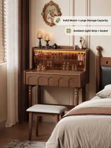 DONGMU | Solid Wood Vintage French Style Compact Dressing Table