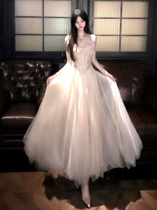 CHANGTONG | Đầm Túi Xéo Phong Cách Pháp Dài Elegante Không Tay