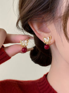 Pianist | New Year Red Zircon Pearl S925 Sterling Silver Clip On Ear Jewelry