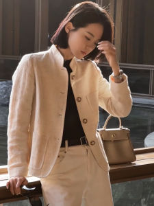 YUFUQING | Elegant Dry Look Stand Collar Linen Top Womens Fashionable Spring New Style GZY2546 Slim Fit Regular Length Polyester Fiber