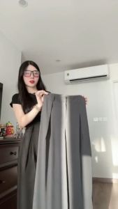 Quần suông ống rộng vải tây cạp cao Bigsize 38kg-85kg kiểu dáng quần suông ống rộng nữ cạp cao -DTS Mã 6340