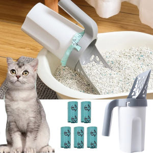 Portable Pet Litter Shovel with Waste Bags Self Cleaning Large Capacity Cat Litter Cleaning Tool
