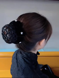 AIDA 5pc Black Net Invisible Mesh Pocket Hair Snood Donut Elastic Ballet Dance Scrunchies Sanggul Rambut 芭蕾舞盘发丸子头网学校黑色发网