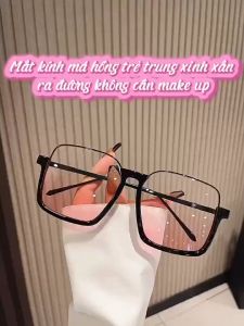 Mắt Kính Râm Nữ Gọng Kính Mắt Thời Trang Mặt Vuông Thiết Kế Màu Hồng Trendy