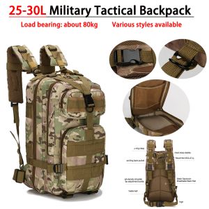 Ba Lô Chiến Thuật Quân Sự 25-30L Ba Lô Du Lịch Thể Thao Leo Núi Chống Nước Bằng Nylon Cho Nam Túi Chiến Thuật Túi Cắm Trại Leo Núi Đi Bộ Đường Dài