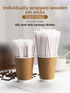 MONGDIO | Disposable Wooden Mixing Spoon Individual Packaging