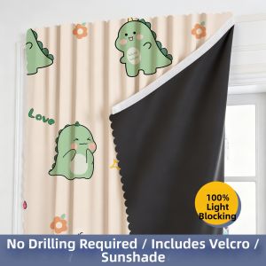 YASHU | No Drill Velcro Full Blackout Curtains