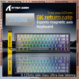 ATTACK SHARK | ATTACK SHARK X68HE Esports magnetic axis keyboard 8KHz return ratetotal area 0.01mmand 0.125ms rate class Ultra-low latency