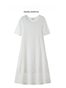 Summer New Style Red Lace Short Sleeve Dress Womens H-Line Cotton Blend Comfortable Fit Maxi Skirt Korean Style Commute