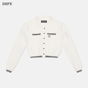 SMFK | Academic Style Star Knit Color Blocked Jacket